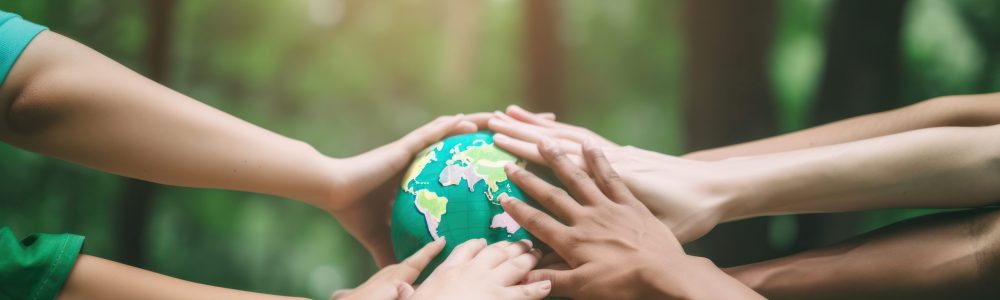 World environment day with global community teamwork, a group of